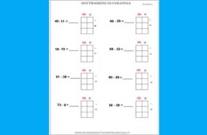 Sottrazioni In Colonna Schede Didattiche Per La Scuola